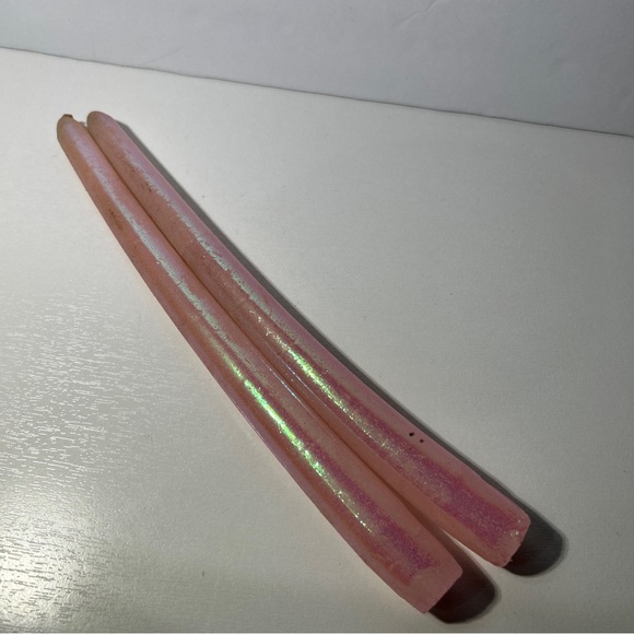 Rose Candle Holders Ceramic Pink And White  Pink Glitter Candles Vintage - Picture 7 of 7